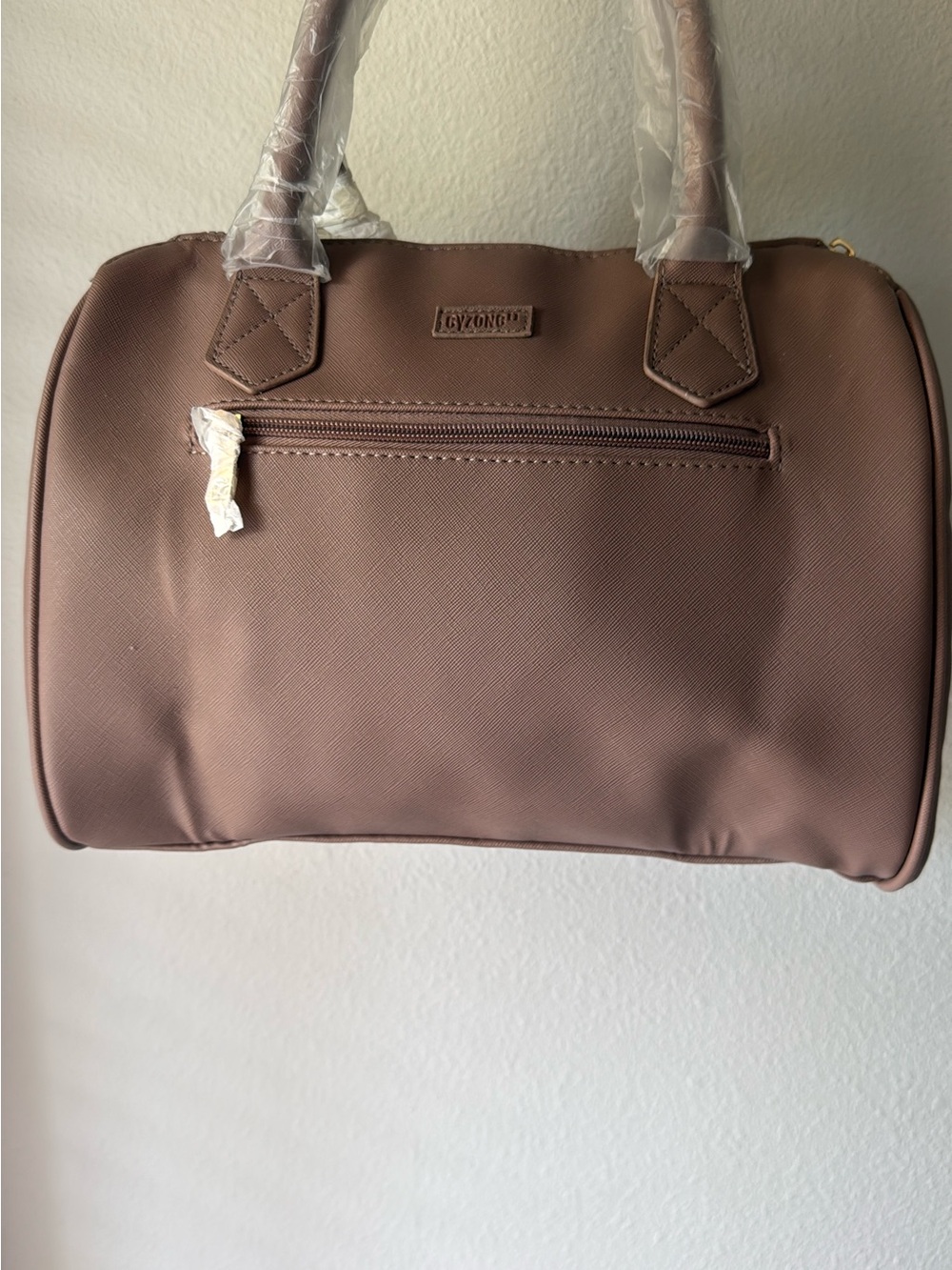 Mauve Brown Structured Satchel Bag